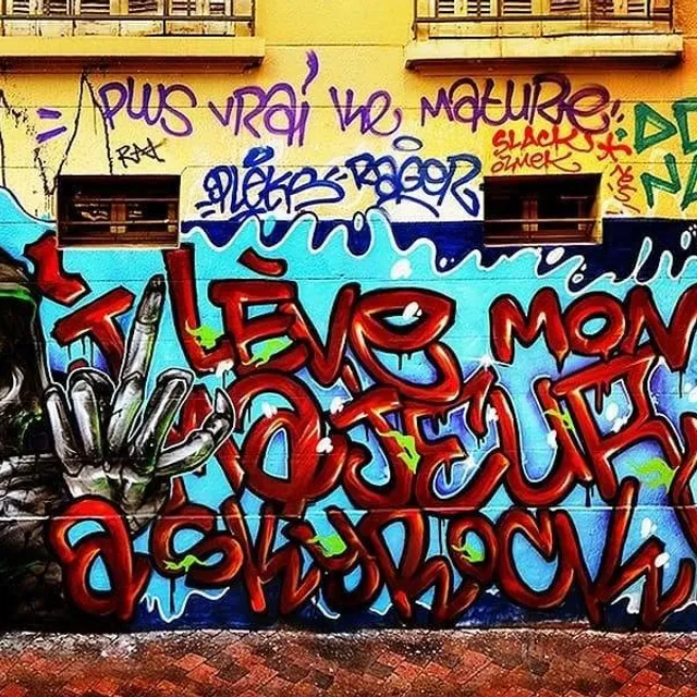 J'lève mon majeur à Skyrock par Pleks aka Mzahzah, le jour du mur Génération Du Milieu - Graffs · Marseille. · 2015